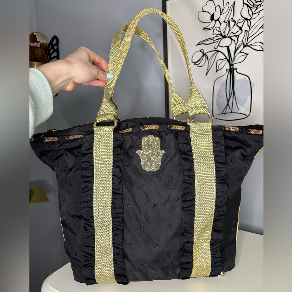 Lesportsac RARE Black and Gold Large Tote Bag Manoush Collection!